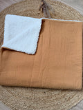 Couverture 110x150 Double gaze camel à pois doré